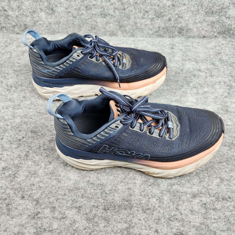 Hoka One One Bondi 6 Running Shoes Women 6.5 Blue Cushioned Athletic Sneakers